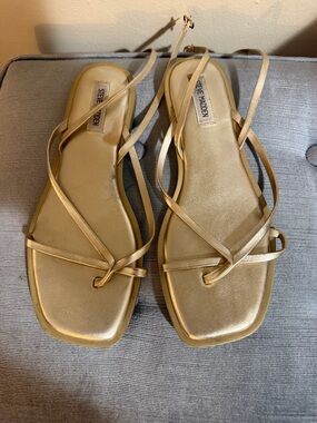 Steve Madden Gold Strappy Square-Toe Sandals